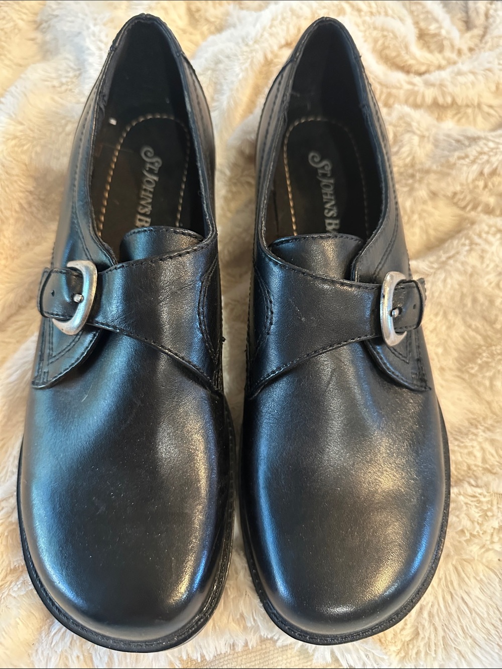 St. John's Bay Black Leather Slip-On Buckle Loafers